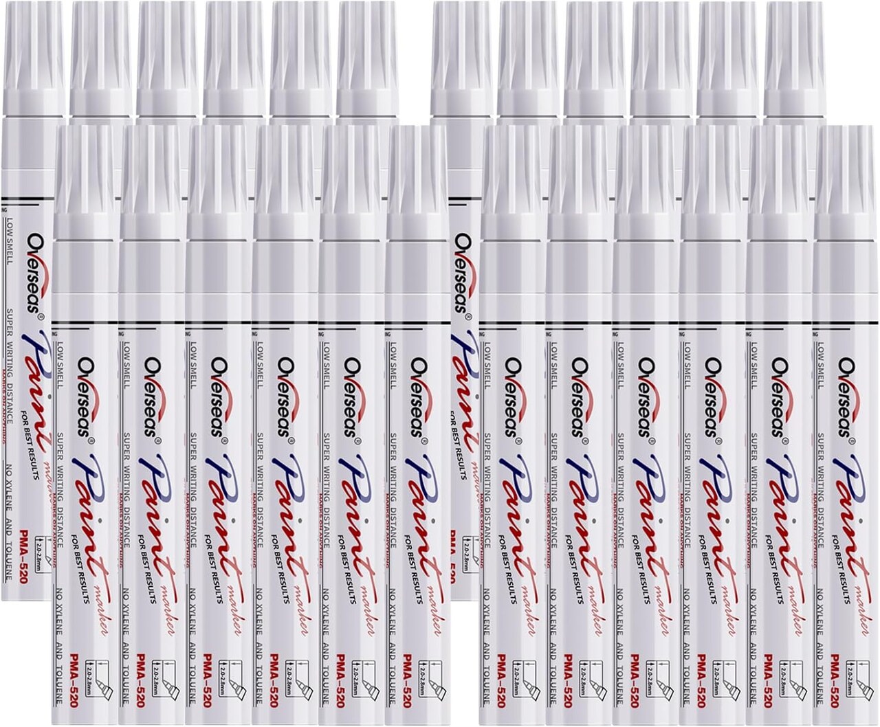 White Paint Pens Permanent Markers 24 Pcs, Oil Based Paint Markers Set, Quick Drying, Waterproof